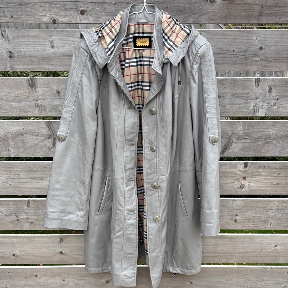Rossini taupe/ Gray Hooded Women's leather Coat fits size L